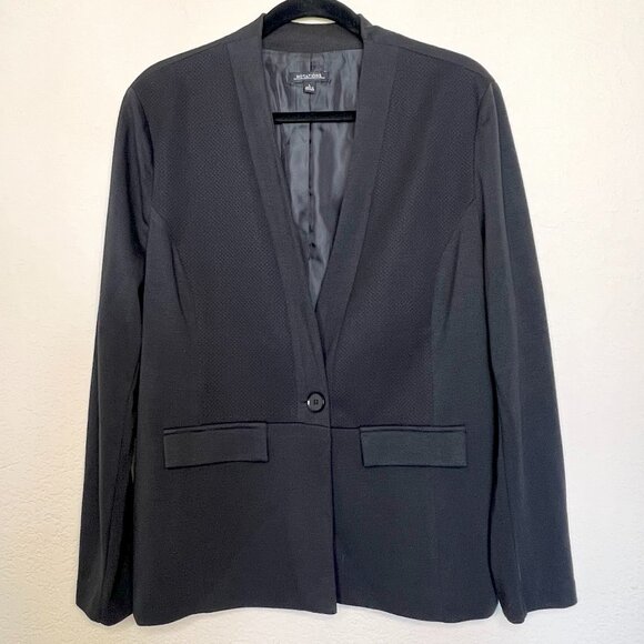 Notations Jackets & Blazers - Notations Black One-Button Textured Blazer Jacket Women's size Large